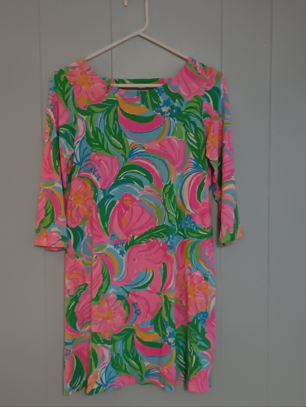 Lilly Pulitzer Floral Print Shift Dress in Pink and Green Size M/M